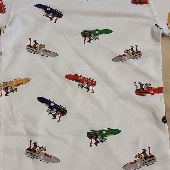 HANNA ANDERSSON 2-PIECE WHITE SNOWMOBILE PAJAMAS, SIZE 4 - 100% ORGANIC COTTON - Picture 4 of 9